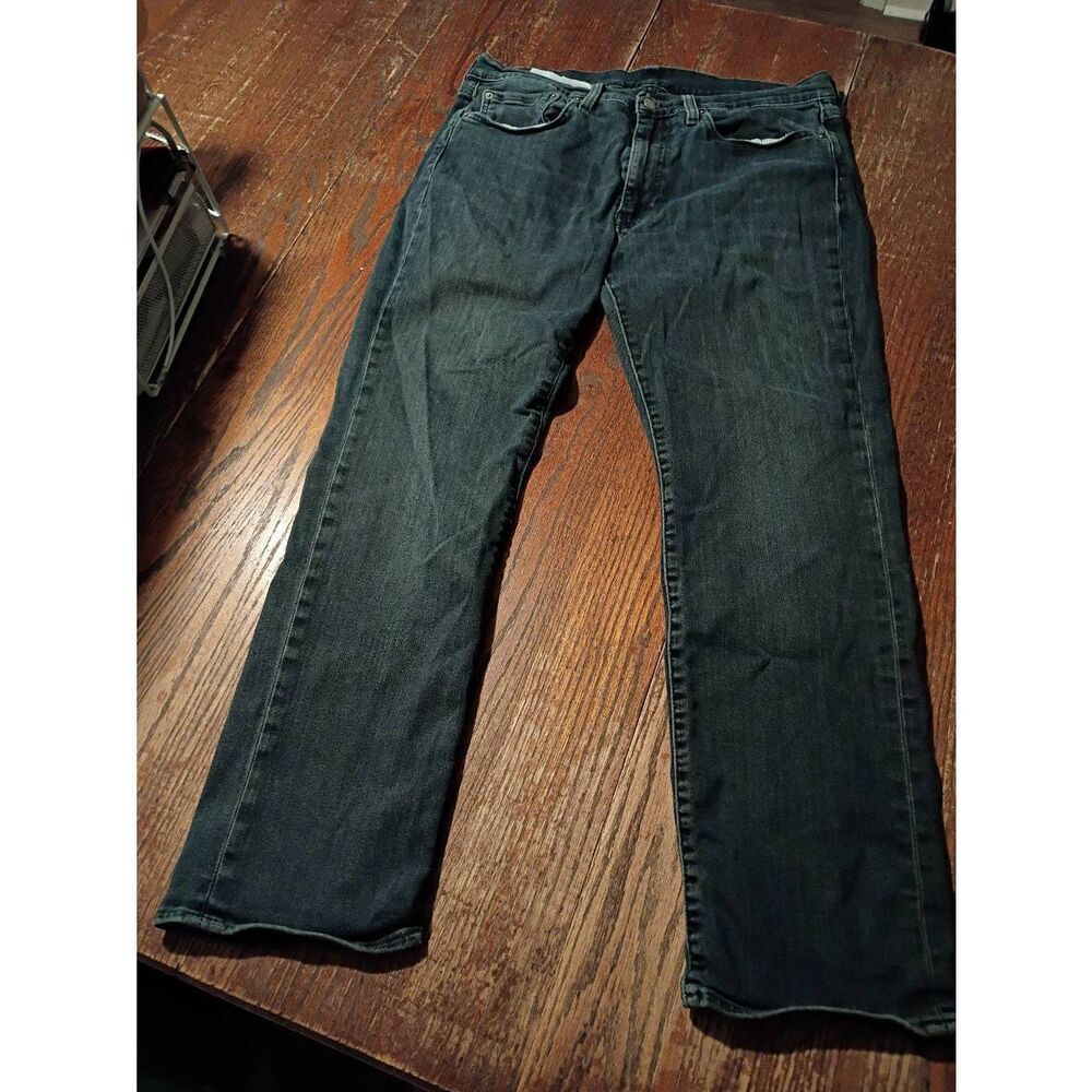 Levis 514 Mens 34x30 Slim Straight Denim Jeans Black Dark Blue Casual Pants